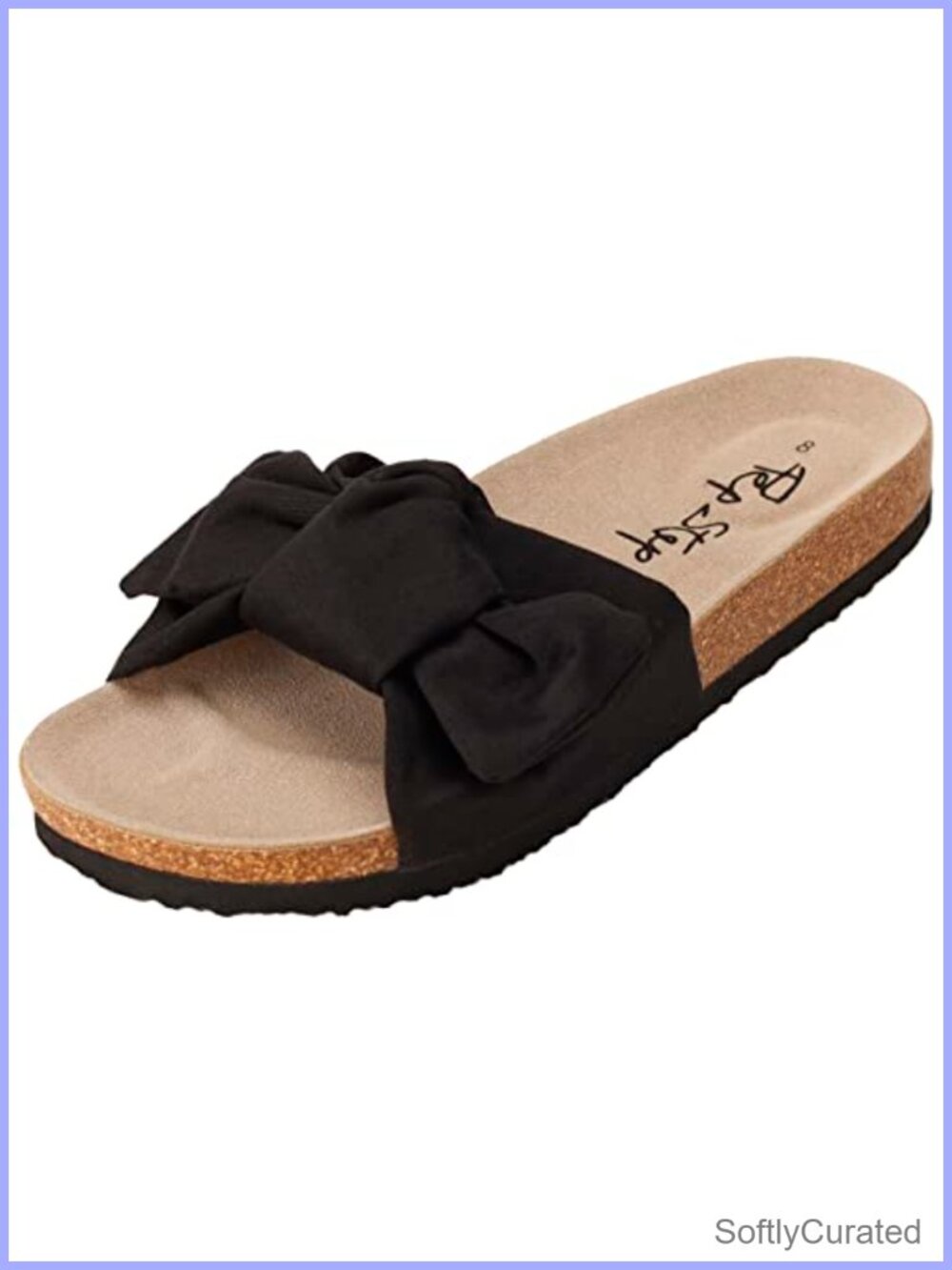 PepStep Women's Slide Sandals Cork Footbed Bow Knot Dressy Summer Slip On